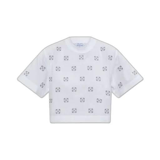 Off-White All-Over Logo Cropped T-Shirt