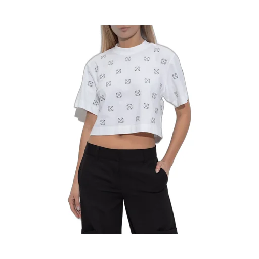 Off-White All-Over Logo Cropped T-Shirt