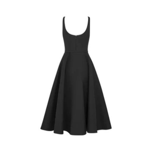 Mid-Length Flared Dress With Belt
