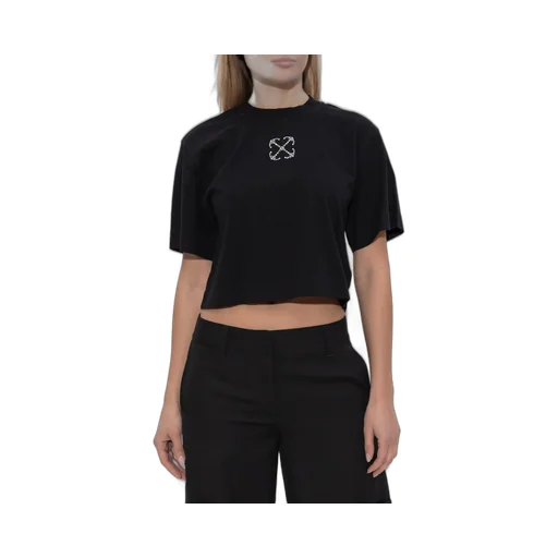 Off-White Logo Embellished Cropped T-Shirt