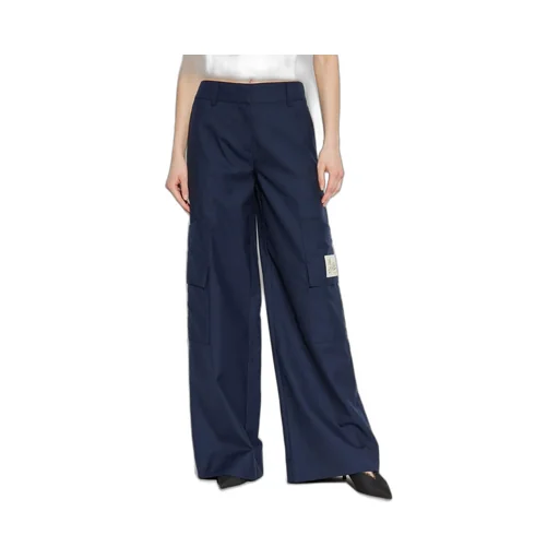 Off-White Logo Patch Wide Leg Trousers