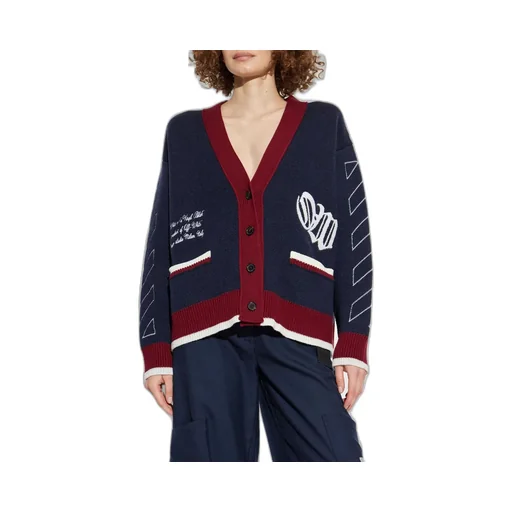 Off-White Jacquard Knit Varsity Cardigan