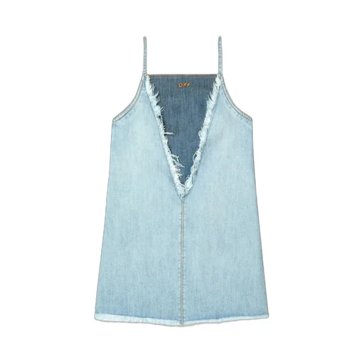Off-White Frayed Denim Mini Dress