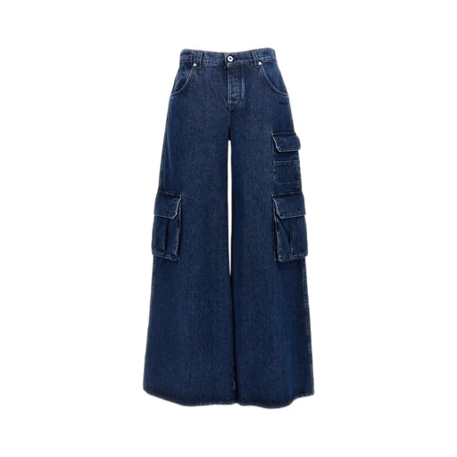 Off-White Logo Patch Wide Leg Jeans