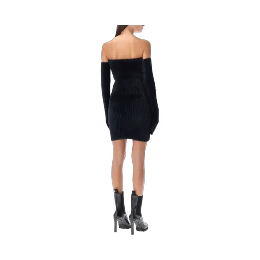 Off-White Fuzzy Gloves Knitted Mini Dress