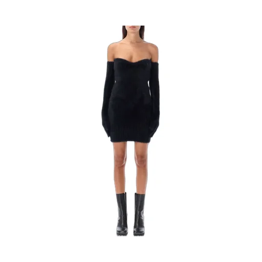 Off-White Fuzzy Gloves Knitted Mini Dress