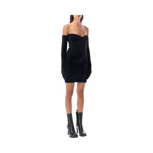 Off-White Fuzzy Gloves Knitted Mini Dress