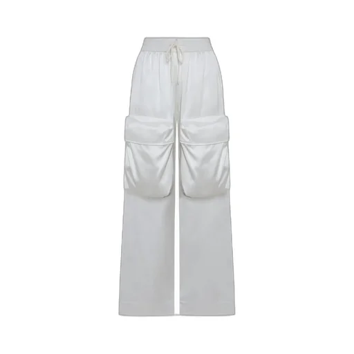 Off-White Drawstring Wide Leg Trousers