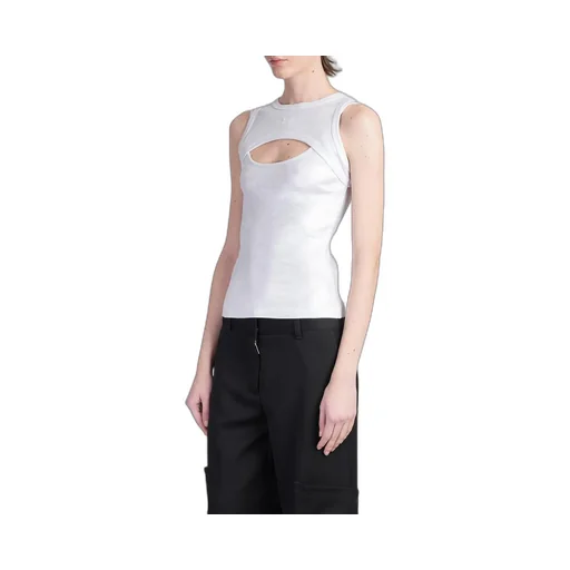 Off-White Coated Cut-Out Ribbed Tank Top