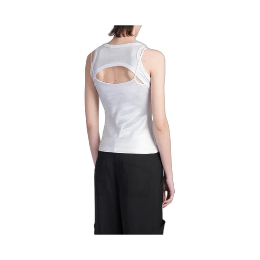 Off-White Coated Cut-Out Ribbed Tank Top