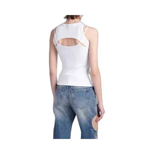 Off-White Cut-Out Detailed Ribbed Sleeveless Top
