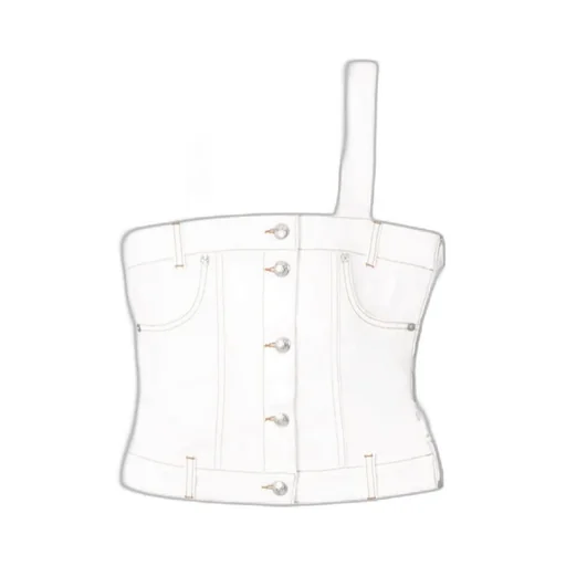 Off-White Button-Up Sleeveless Denim Top