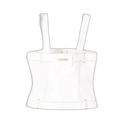 Off-White Button-Up Sleeveless Denim Top