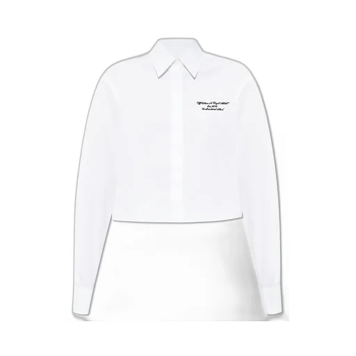 Off-White Poplin Boxy Long-Sleeved Shirt
