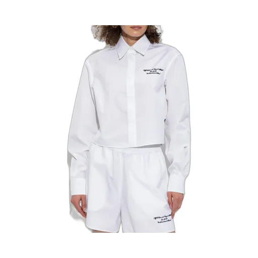 Off-White Poplin Boxy Long-Sleeved Shirt