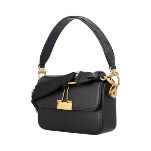 Off-White Binder Foldover Top Shoulder Bag