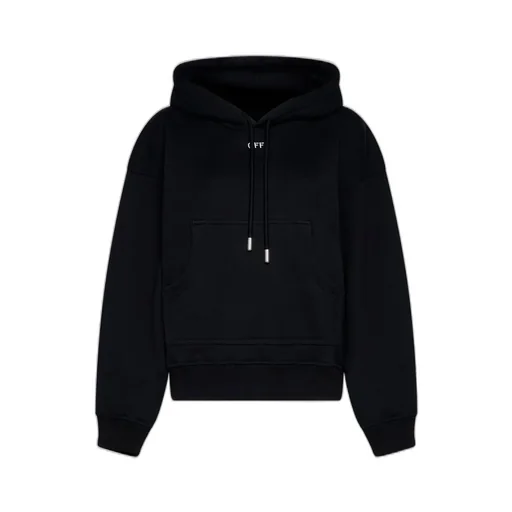 Off-White Drawstring Long-Sleeved Hoodie