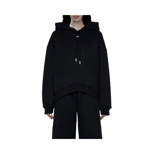 Off-White Drawstring Long-Sleeved Hoodie