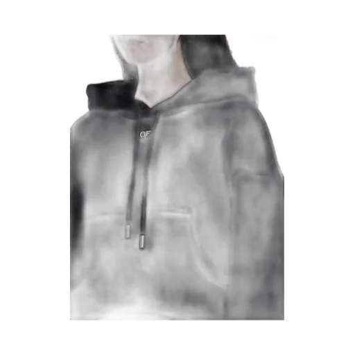 Off-White Drawstring Long-Sleeved Hoodie