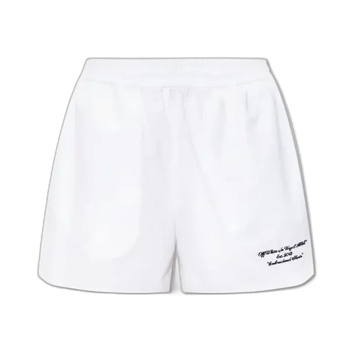 Off-White Logo Embroidered Poplin Shorts