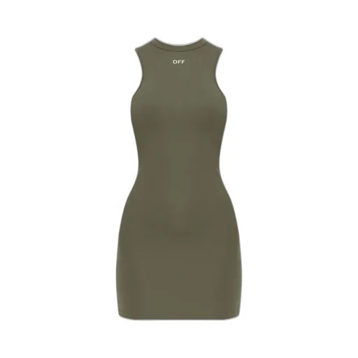 Off-White Logo Printed Crewneck Sleeveless Dress