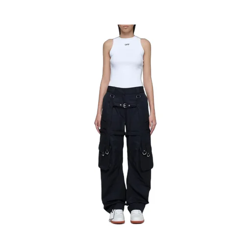 Off-White Buckle Detailed Straight Leg Trousers