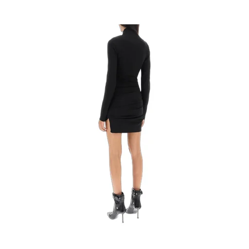 Off-White Off Stamp Twist Detailed Long-Sleeved Dress