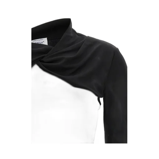 Off-White Off Stamp Twist Detailed Long-Sleeved Dress