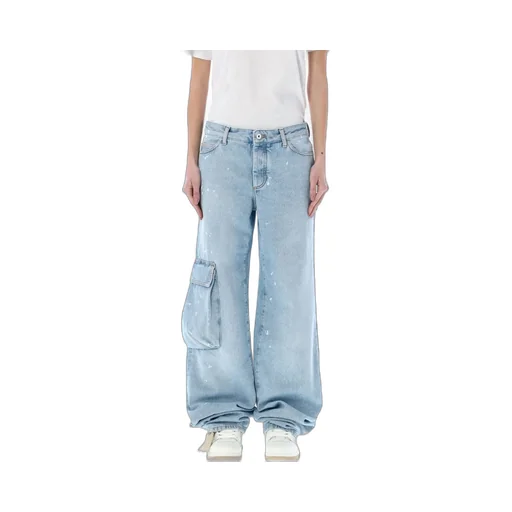 Off-White Toybox Painted Logo Patch Wide Leg Jeans