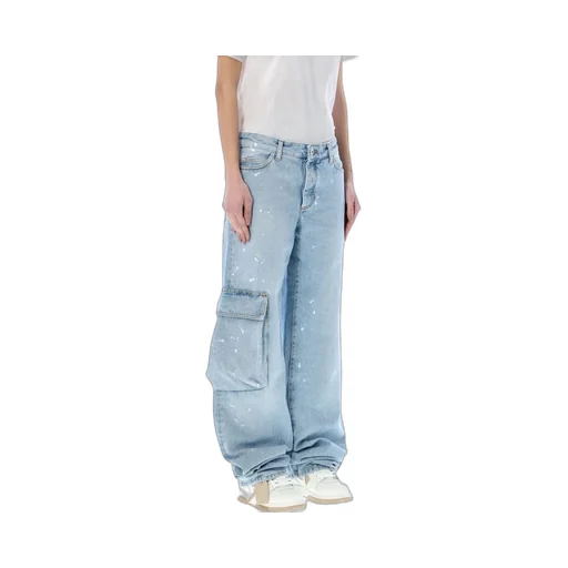 Off-White Toybox Painted Logo Patch Wide Leg Jeans