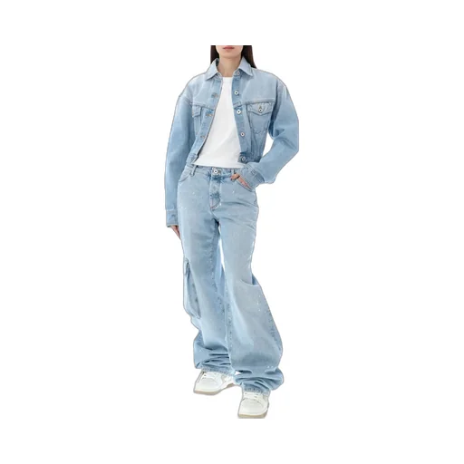 Off-White Toybox Painted Logo Patch Wide Leg Jeans