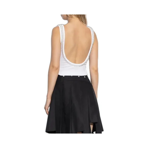 Off-White Embellished Sleeveless Ribbed Top