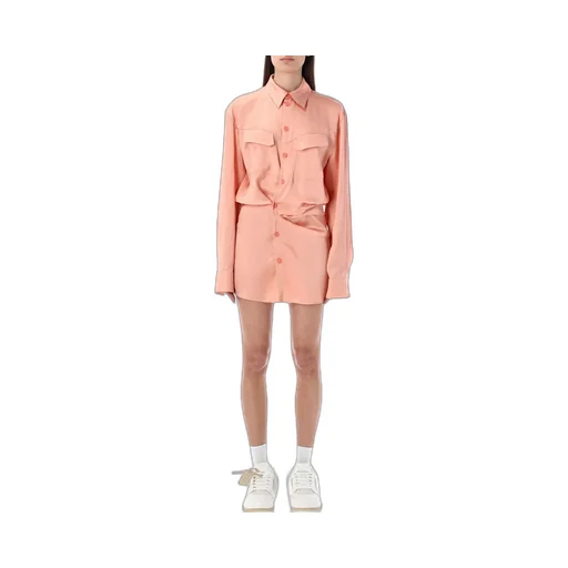 Off-White Buttoned Long-Sleeved Dress