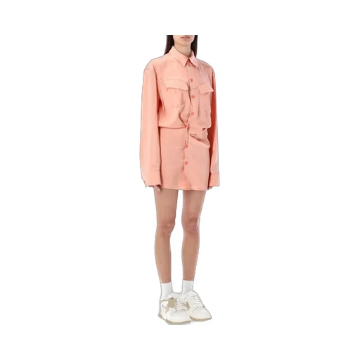Off-White Buttoned Long-Sleeved Dress
