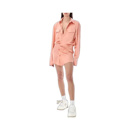 Off-White Buttoned Long-Sleeved Dress