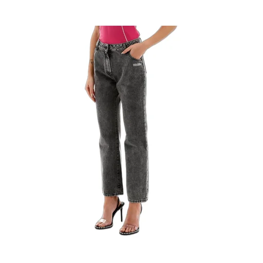 Off-White Cropped Flared Jeans