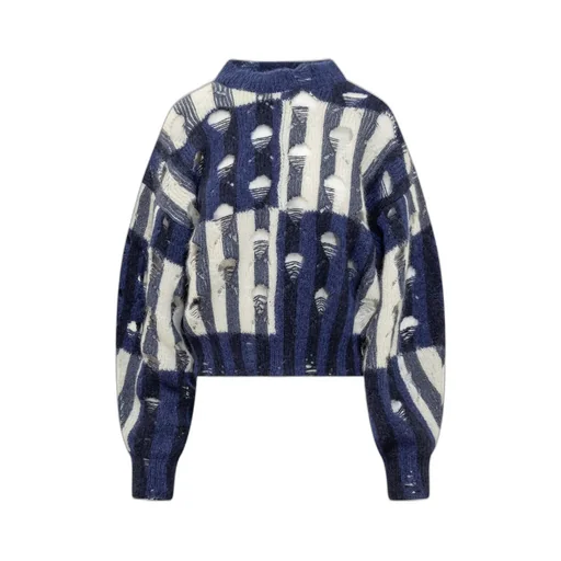 Off-White Shibori Distressed Crewneck Long-Sleeved Jumper