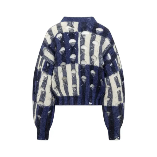 Off-White Shibori Distressed Crewneck Long-Sleeved Jumper