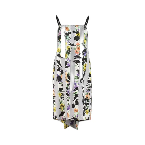 Off-White Striped Floral Print Dress