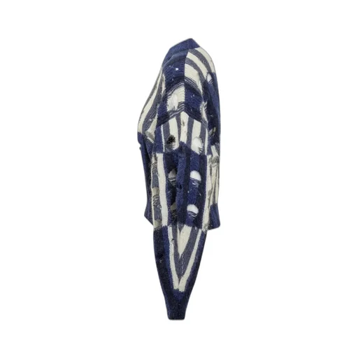 Off-White Shibori Distressed Crewneck Long-Sleeved Jumper