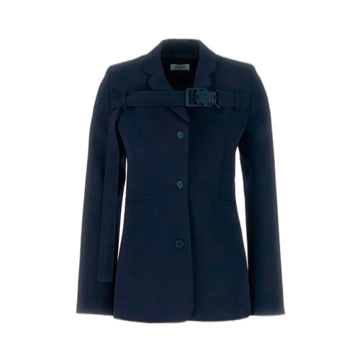 Off-White Belted Buttoned Long-Sleeved Jacket
