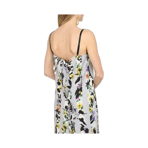 Off-White Striped Floral Print Dress