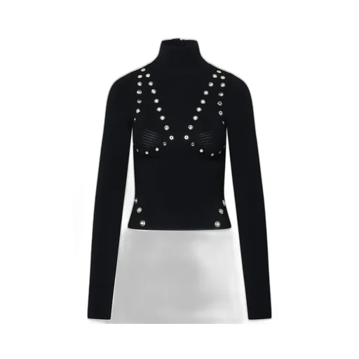 Off-White Embellished High Neck Long-Sleeved Jumper