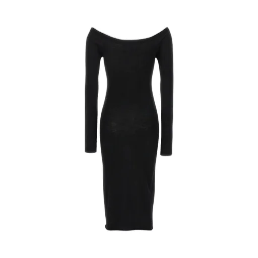 Off-White Off Stamp Off-Shoulder Long-Sleeved Dress
