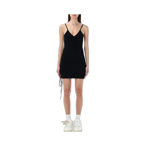 Off-White Lace-Up V-Neck Sleeveless Mini Dress