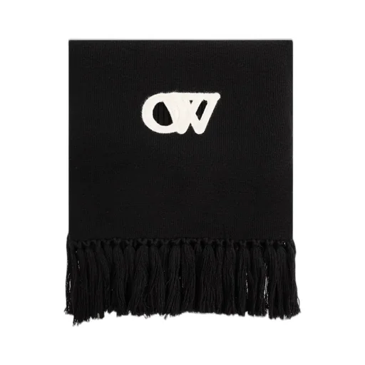 Off-White Logo Embroidered Fringed Edge Scarf