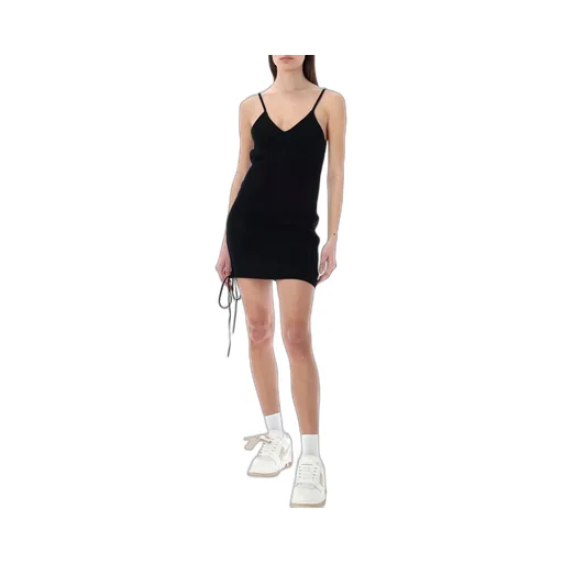 Off-White Lace-Up V-Neck Sleeveless Mini Dress