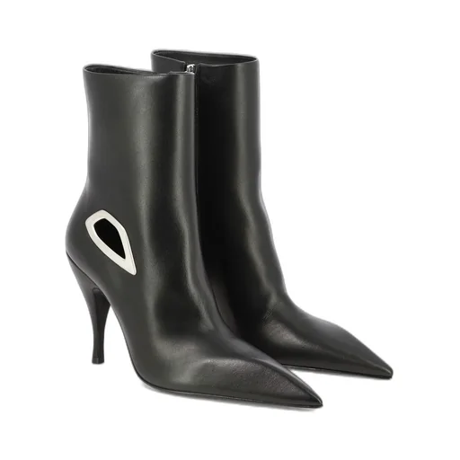 Off-White Crescent Pointed Toe Ankle Boots
