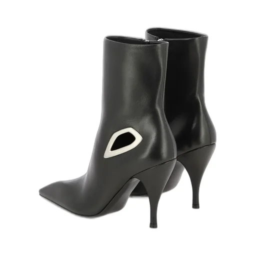 Off-White Crescent Pointed Toe Ankle Boots