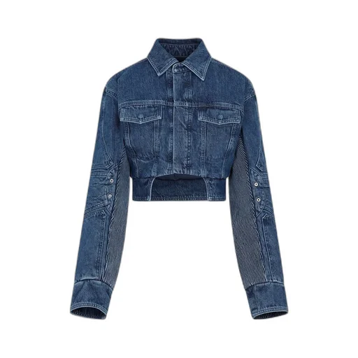 Off-White Cut-Out Cropped Denim Jacket